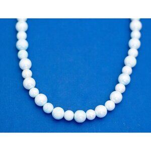 18 inch, Vintage Beaded Sky Blue Mermaid Retro Necklace D4